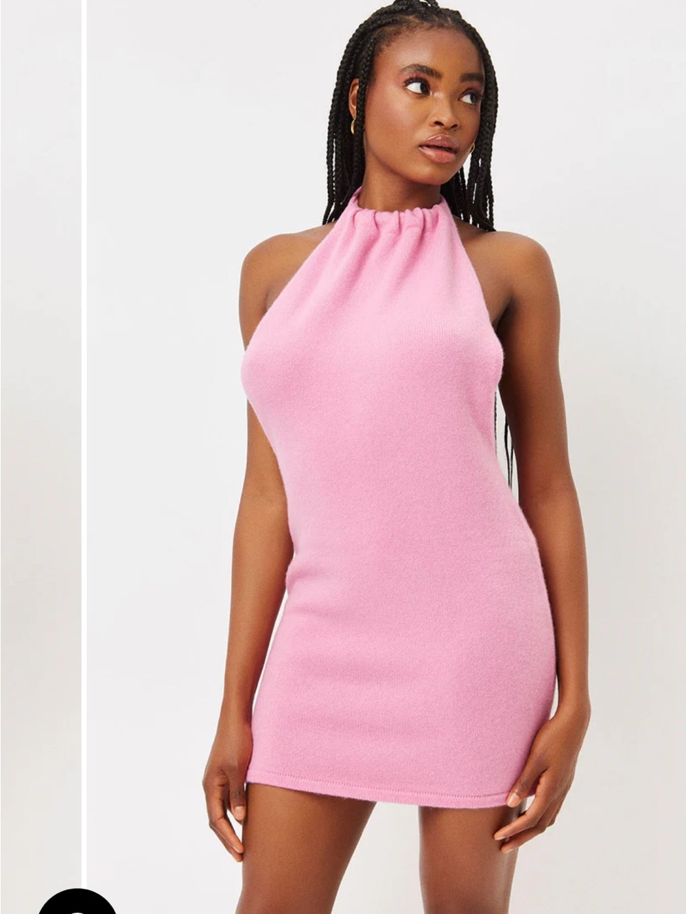 FRANKIES BIKINIS Zephyr Cashmere Halter Dress Pink Daring Low Back
Cut Dress L